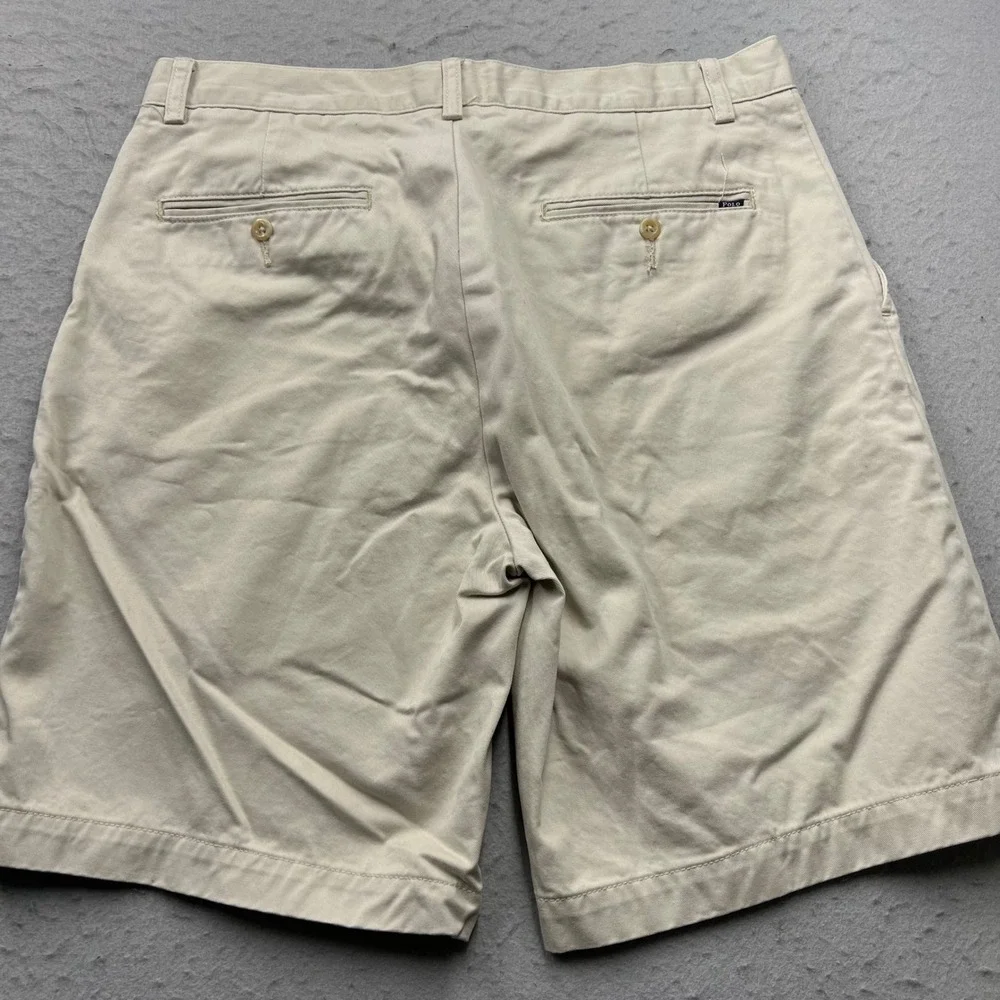 Polo Ralph Lauren Mens Khaki‎ Chino Shorts Size 33 Tan Cotton Flat Front 1633
